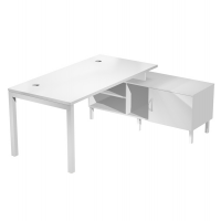 Scrivania Agora' - con mobile di servizio portante - 165 x 140 x L72,5 cm - bianco - Artexport - SOL140-CONS-3-AM - DMwebShop