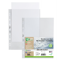 Buste forate Gea 100 - PP riciclato - buccia medium - 21 x 29,7 cm - conf. 50 pezzi - Sei Rota - 702112 - 8004972029733 - DMwebShop