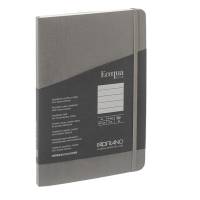 Taccuino EcoQua Plus - con elastico - rilegatura cucita - A5 - 5 mm - 80 fogli - righe - artracite - Fabriano - 19621001 - 8001348220602 - DMwebShop