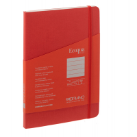 Taccuino EcoQua Plus - con elastico - rilegatura cucita - A5 - 5 mm - 80 fogli - righe - lampone - Fabriano - 19621009 - 8001348220596 - DMwebShop