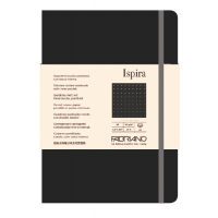 Taccuino Ispira - con elastico - copertina flessibile - A5 - 96 fogli - puntinato - nero - Fabriano - 19614810 - 8001348221241 - DMwebShop
