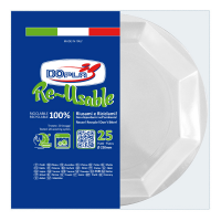 Piatto piano PS reuse - Ø 220 mm - bianco - conf. 25 pezzi - Dopla 12504 - 12507 - 8005090016490 - DMwebShop