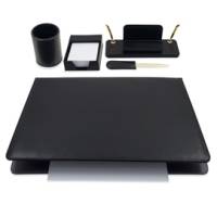 Servizio scrittoio art.119 nero in similpelle - 5 componenti - City Time - 119-N - 8002787001197 - DMwebShop