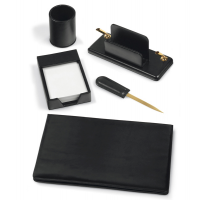 Servizio scrittoio art.119 nero in similpelle - 5 componenti - City Time - 119-N - 8002787001197 - DMwebShop