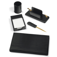 Servizio scrittoio art.119 nero in similpelle - 5 componenti - City Time - 119-N - 8002787001197 - DMwebShop
