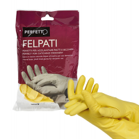 Guanti in lattice - felpati - taglia M/7 - giallo - blister 2 pezzi - Perfetto - 0399B - 8000957039926 - DMwebShop