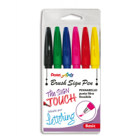 Pennarello Brush Sign Pen - colori assortiti - conf. 6 pezzi - Pentel - 0022050 - 8006935220508 - DMwebShop