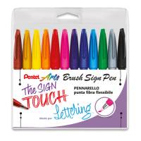 Pennarello Brush Sign Pen - colori assortiti - conf. 12 pezzi - Pentel - 0022187 - 8006935221871 - DMwebShop