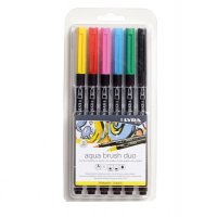 Pennarello Aqua Brush Duo - colori primari - conf. 6 pezzi - Lyra L6521060