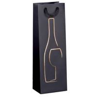 Shopper portabottiglie - con manici in corda - 12 x 37 x 9 cm - nero - conf. 10 pezzi - Rex Sadoch - SDN12nero - 8006715220650 - DMwebShop