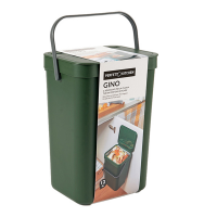 Pattumiera Gino - per rifiuti organici - 24 x 19 x 35,5 cm - 12 lt - verde bosco - Perfetto - 29125 - 8052474291257 - DMwebShop