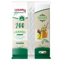 Cannuccia in carta - 24 cm - nero/nero-bainco - imbustata singolarmente - conf. 200 pezzi - Samurai Party - 3637SM - 8003350551620 - DMwebShop