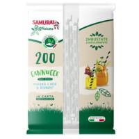 Cannuccia in carta - 24 cm - nero/nero-bainco - imbustata singolarmente - conf. 200 pezzi - Samurai Party - 3637SM - 8003350551620 - DMwebShop