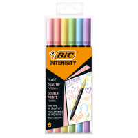 Pennarello Intensity Pastel - dual tip brush - colori assortiti - conf. 6 pezzi - Bic 503826