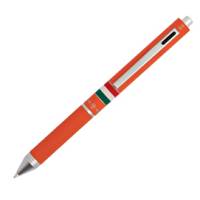 Penna a sfera a scatto multifunzione fusto verde arancione gommato Italia - 26648