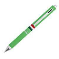 Penna a sfera a scatto multifunzione fusto verde chiaro gommato Italia - 26649