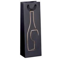 Shopper portabottiglie con manici in corda 12 x 37 x 9 cm nero - 26653