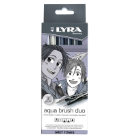 Pennarello Aqua Brush Duo - scala di grigio - conf. 6 pezzi - Lyra L6521063
