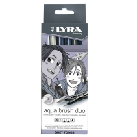 Pennarello Aqua Brush Duo - scala di grigio - conf. 6 pezzi - Lyra - L6521063 - 4084900610237 - DMwebShop