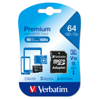 Micro SDXC Classe 10 fino a 45mb/sec - 64 Gb - Verbatim - 44084 - 23942440840 - DMwebShop