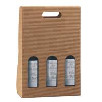 Scatola bottiglie Onda avana - 3 bottiglie - 270 x 90 x 385 mm - conf. 5 pezzi - Scotton - 7768C - 8007402826759 - DMwebShop