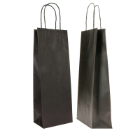 Portabottiglie in carta maniglie cordino - 14 x 9 x 38 cm - nero - conf. 20 sacchetti - Mainetti Bags