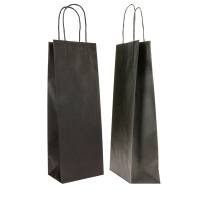 Portabottiglie BARBERA maniglie cordino 14 x 9 x 38 cm carta biokraft nero Mainetti Bags - 7994