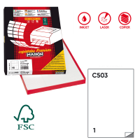 Etichetta adesiva C503 - permanente - 210 x 297 mm - 1 etichetta per foglio - bianco - scatola 100 fogli A4 - Markin 210C503