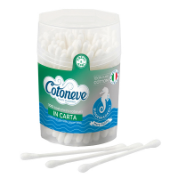 Bastoncini puliorecchie cotonati - carta biodegradabile - barattolo 100 pezzi - Cotoneve - 1601B - 8003350524945 - DMwebShop