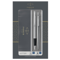 Gift Set DUO - Jotter stainless steel CT sfera + stilografica - punta media - Parker - 2093258 - 3026980932589 - DMwebShop