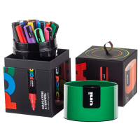 Marcatore Uni Posca PC5M - con coperchio verde - punta media - colori assortiti - gift box 18 pezzi - Uni Mitsubishi - M 84008578 - 8059484008578 - DMwebShop