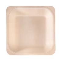 Piatto piano monouso - quadrato - 14,5 x 14,5 cm - legno - colore naturale - conf. 50 pezzi - Signor Bio - WPS001BIO50B - 8055715782491 - DMwebShop