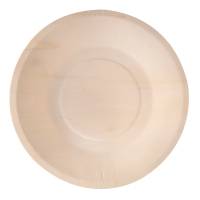 Piatto piano monouso - rotondo - Ø 21,5 cm - legno - colore naturale - conf. 50 pezzi - Signor Bio - WPC001BIO50B - 8055715782460 - DMwebShop