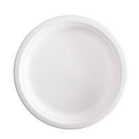 Piatto piano monouso - rotondo - Ø 23 cm - canna da zucchero - bianco - conf. 50 pezzi - Signor Bio - BPC003BIO50F - 8055715784129 - DMwebShop