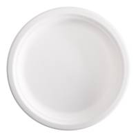 Piatto piano monouso - rotondo - Ø 23 cm - canna da zucchero - bianco - conf. 125 pezzi - Signor Bio - BPC003BIO125B - 8055715784099 - DMwebShop