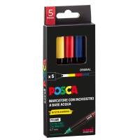 Marcatore Uni Posca PC5M - punta media 1,8 - 2,5 mm - colori assortiti - conf. 4 pezzi - Uni Mitsubishi - M PC5M 4P - 8007404250880 - DMwebShop