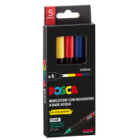Marcatore Uni Posca PC5M - punta media 1,8 - 2,5 mm - colori assortiti - conf. 4 pezzi - Uni Mitsubishi - M PC5M 4P - 8007404250880 - DMwebShop