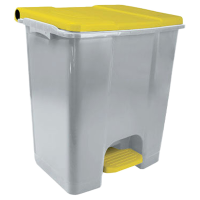 Contenitore mobile Ecoconti - a pedale - 60 lt - plastica riciclata - grigio-giallo - Medial International - 912676 - 8056324539186 - DMwebShop