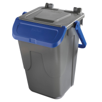 Contenitore portarifiuti Ecology - con sportello e maniglione - 35 lt - grigio-blu - Mobil Plastic - Mobilplastic - 11-35GRB-BLB - 11/35GRB-BLB - 8004331113509 - DMwebShop