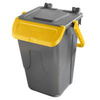 Contenitore portarifiuti Ecology - con sportello e maniglione - 35 lt - grigio-giallo - Mobil Plastic - Mobilplastic - 11-35GRB-GIA - 11/35GRB-GIA - 8004331113523 - DMwebShop