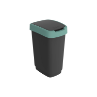 Pattumiera con coperchio basculante - 25 lt - PPL - nero-verde scuro - Rotho - F600312 - 7610859246677 - DMwebShop