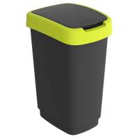 Pattumiera con coperchio basculante - 50 lt - 40,1 x 29,1 x 60,2 cm - PPL - nero-verde lime - Rotho - F600321 - 7610859246714 - DMwebShop