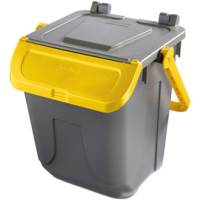 Contenitore portarifiuti Ecology con sportello e maniglione 25 lt grigio giallo - 27503