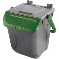 Contenitore portarifiuti Ecology con sportello e maniglione 25 lt grigio verde - 27502