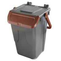 Contenitore portarifiuti Ecology con sportello e maniglione 35 lt grigio bruno - 27500