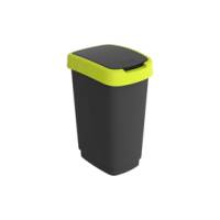 Pattumiera con coperchio basculante 25 lt 33,3 x 25,2 x 47,6 cm PPL nero verde lime - 27509