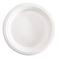 Piatto piano monouso rotondo diametro 18 cm canna da zucchero bianco Signor Bio - 27211