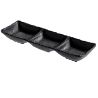 Vassoietto a tre scomparti - 27 x 9 x 3,5 cm - melamina - nero - Leone T8204