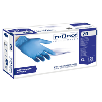Guanti in nitrile R70 - senza polvere - taglia XL - azzurro - conf. 100 pezzi - Reflexx - R70/XL(10) - 8032891631515 - DMwebShop
