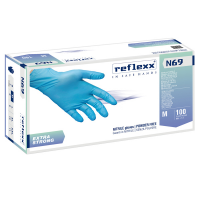 Guanti in nitrile extra strong N69 - taglia M - azzurro - conf. 100 pezzi - Reflexx - N69/M8) - 8032891634424 - DMwebShop